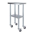 Amgood 24x15 Rolling Prep Table with Stainless Steel Top AMG WT-2415-WHEELS